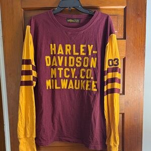 Harley-Davidson Burgundy and Gold Long Sleeve Shirt